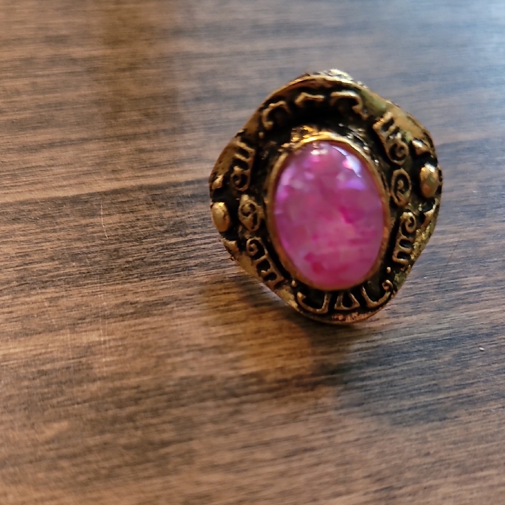 Gold and Pink Vintage-Inspired Ring